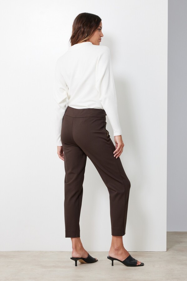 Pantalon Zips MARRON