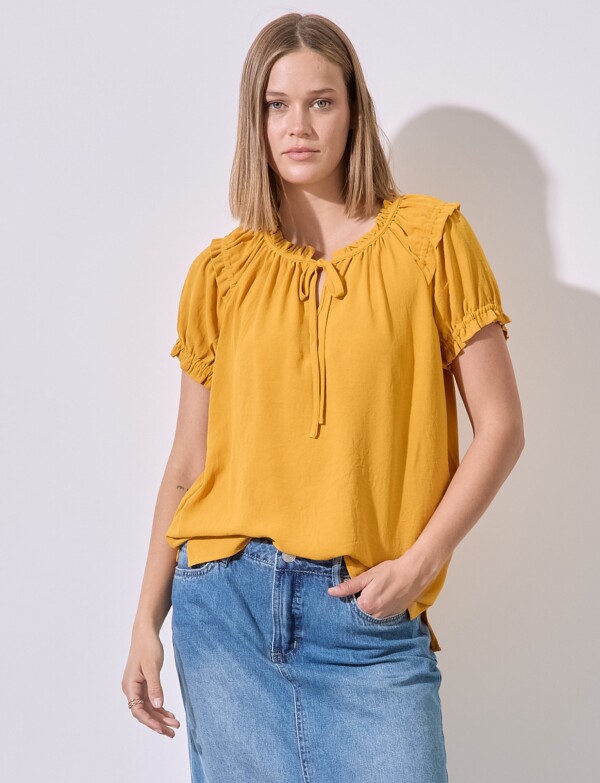 Blusa Frunces MOSTAZA