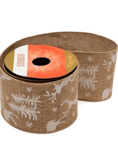 CINTA NAVIDEÑA RUSTICA IMPRESA 6CM X 2.7 MT. CINTA NAVIDEÑA RUSTICA IMPRESA 6CM X 2.7 MT.