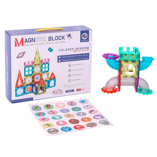 Juego De Construcción Con Imanes Para Niño 36 Pzs Magnéticas Diseño De Colores