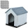 Casa Cucha Mascota Perro 60x66x52 Resistente + Piso Gris