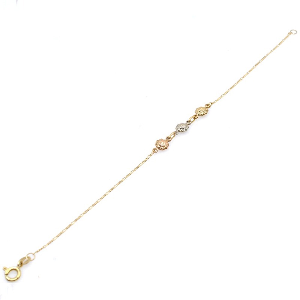 Pulsera fina en oro 18k de 2 tonos con 3 soles Pulsera fina en oro 18k de 2 tonos con 3 soles