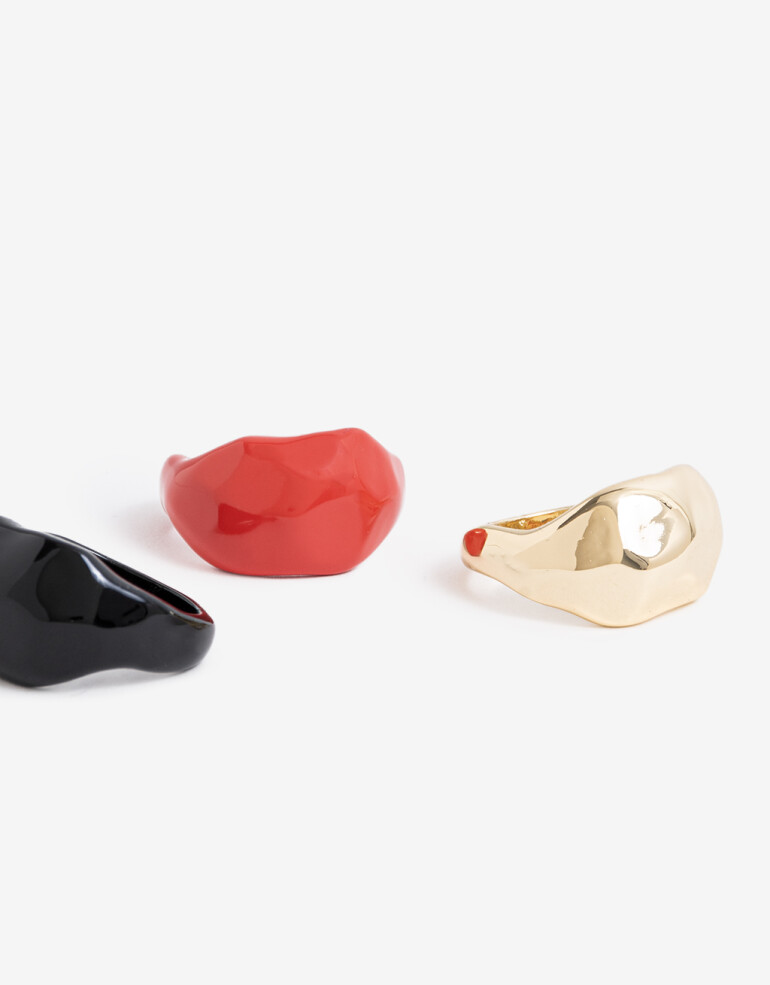 Sets Anillos Esmalte Set De Anillos - Dorado