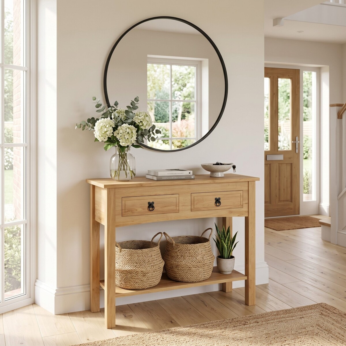 Mesa de arrime 2 cajones Living - Linea mexicana - Natural 
