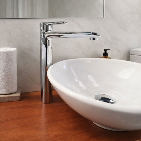 Griferia De Lavatorio Alto Linea Alassio Aqualia Cromo Apertura En Frio 000