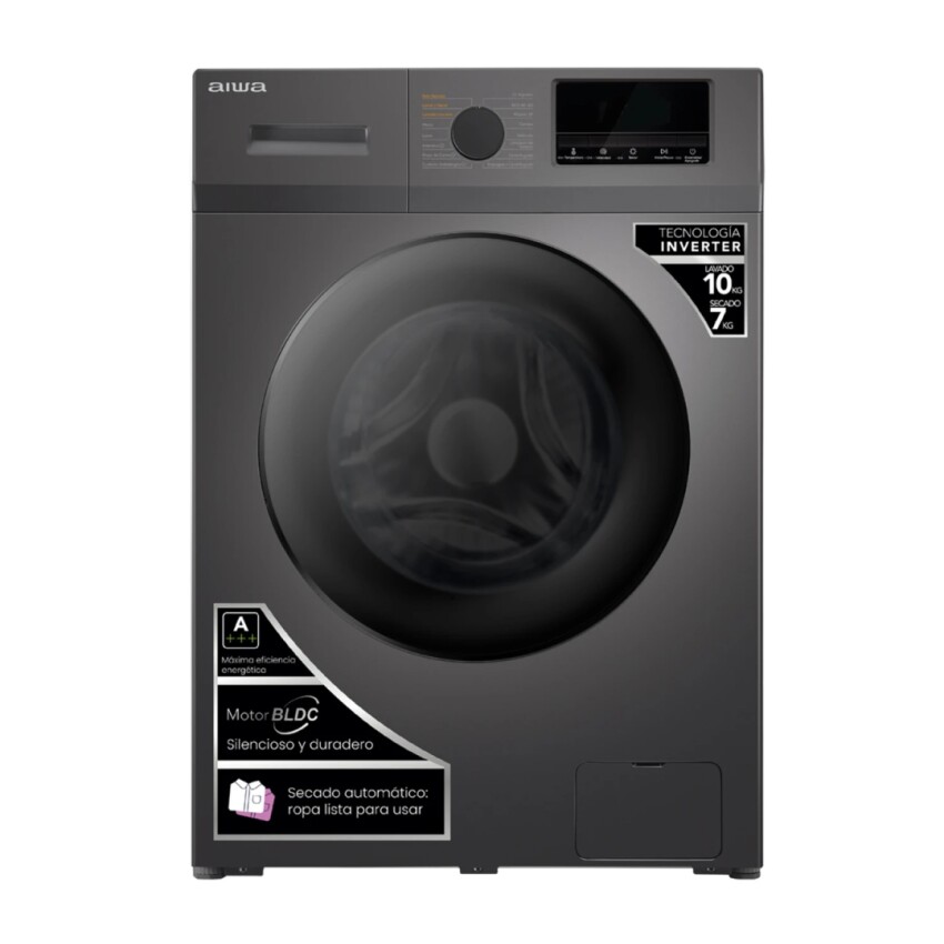 Lavasecarropas AIWA 10 KG/7 KG LS-107 inverter dark inox. Lavasecarropas AIWA 10 KG/7 KG LS-107 inverter dark inox.
