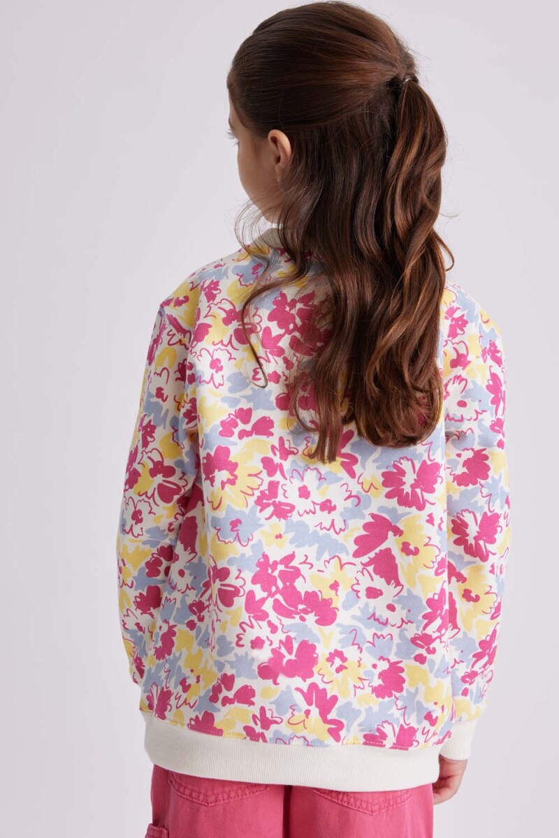 Buzo deportivo estampado Disney Flores fucsia