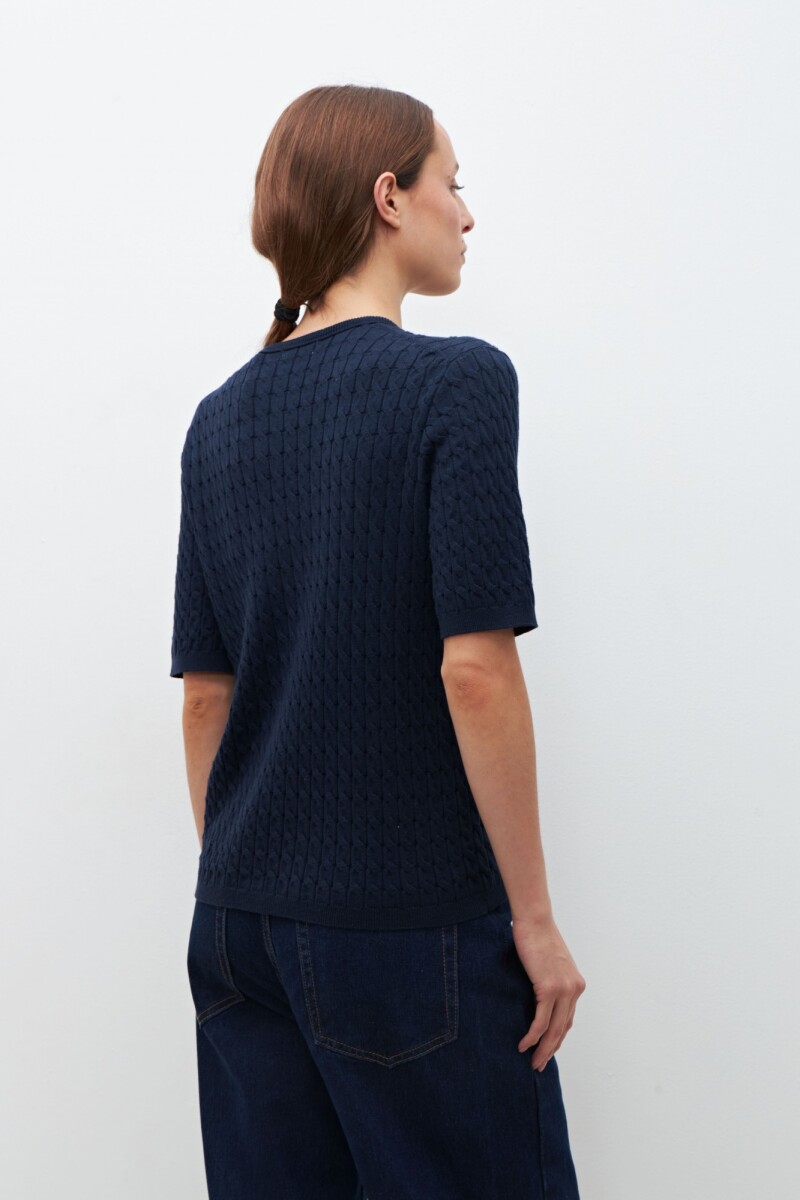 Cardigan manga corta con estructuras azul marino