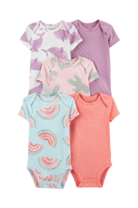 Pack cinco bodies de algodón diferentes estampados Sin color