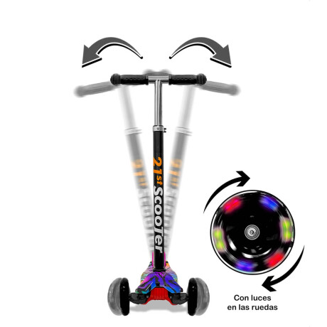 Monopatín Tripatín Estampado C/ Luz Scooter Regulable Rod001006-e