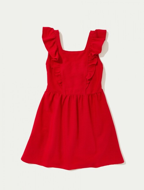 VESTIDO INFANTIL CON VOLANTES ROJO