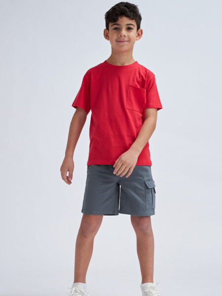 Remera manga corta con bolsillo Rojo