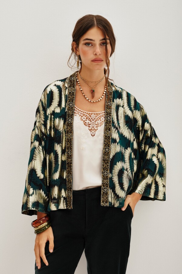 Kimono Jacquard Wild Lurex Verde