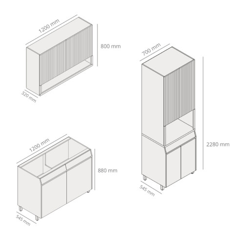 MUEBLE MODULAR BEIGE MATTE 120 CM JUEGO COCINA COMPLETO GAMAS DE BEIGE