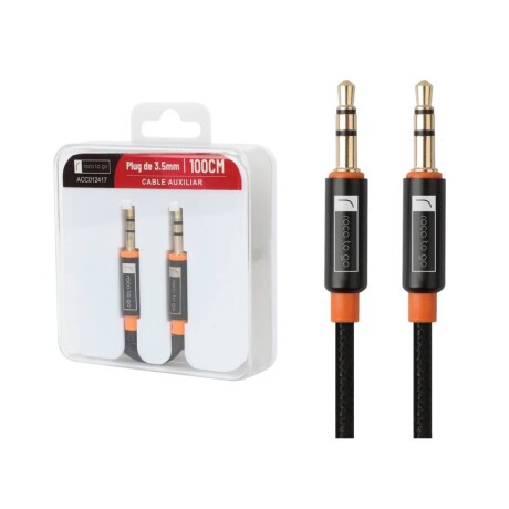 Cable Auxiliar Roca To Go 3.5Mm A 3.5Mm 1M Universo Binario NEGRO-NARANJA