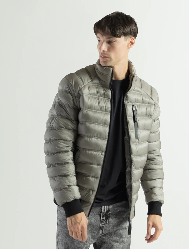 Campera Nylon Capitoneada Tommy Gris Oscuro