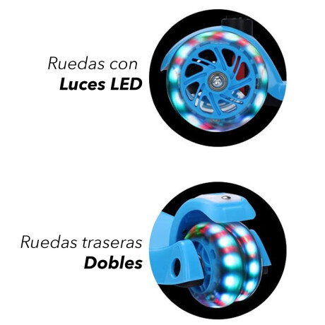 Tripatin Monopatín Infantil con Luces y Ruedas Traseras Dobles Azul