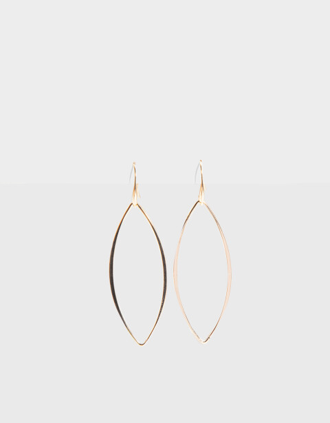 Aros Colgantes Largos Metal Aros Largos Ovalados - Dorado