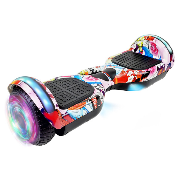 Combo De Skate Eléctrico 6.5" Con Luces Y Bluetooth + Asiento Para Hoverboard MULTICOLOR