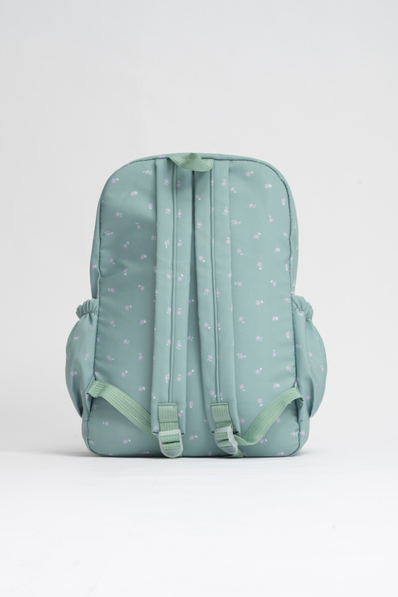 Mochila Estampado Flores Verde