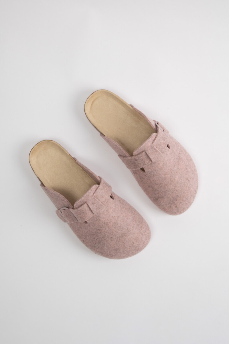 Zueco fieltro hebilla Rosa