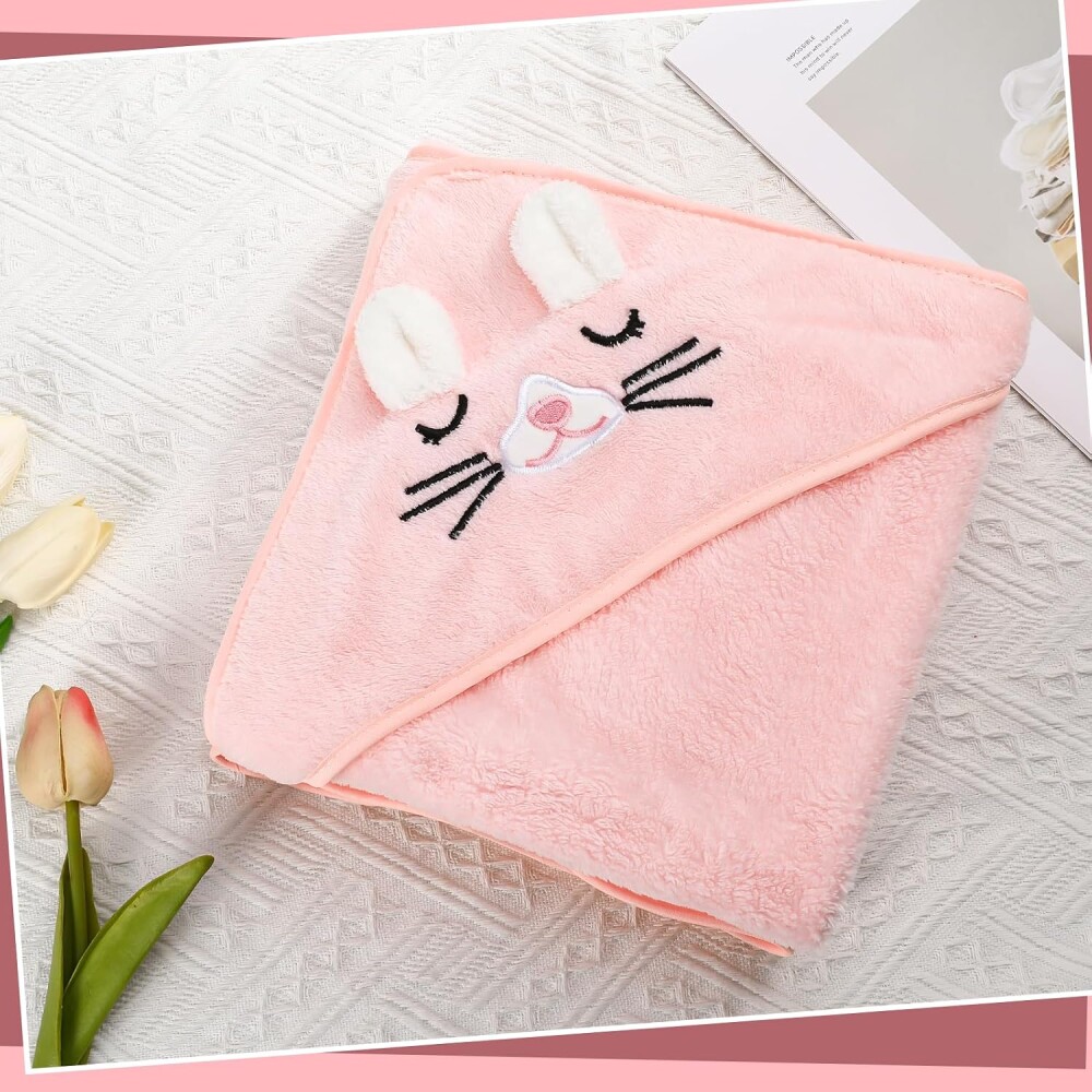 Toalla De Bebe Con Capucha Animales 80x80cm Rosa