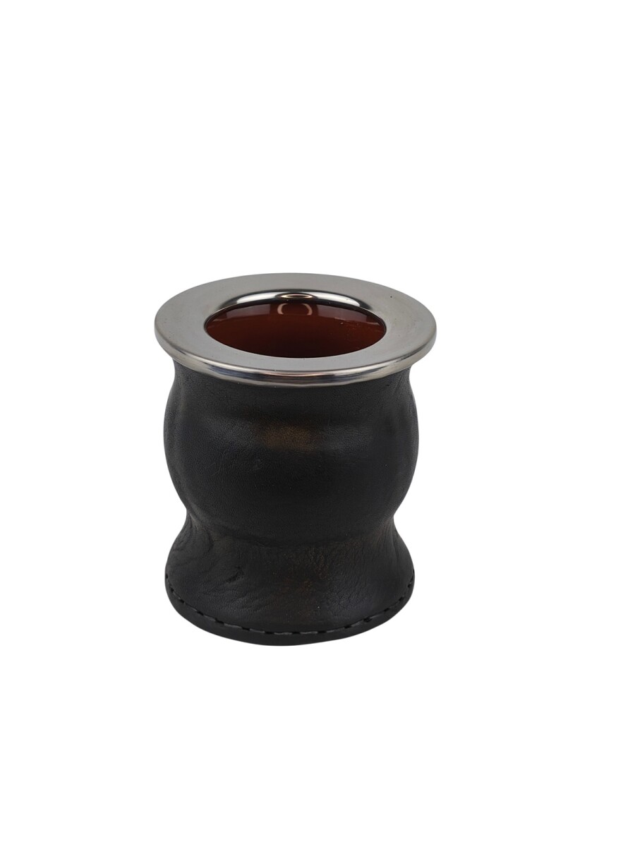 Mate de ceramica forrado en cuero tipo copa - Negro 