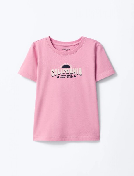 CAMISETA INFANTIL CON ESTAMPA ROSADO