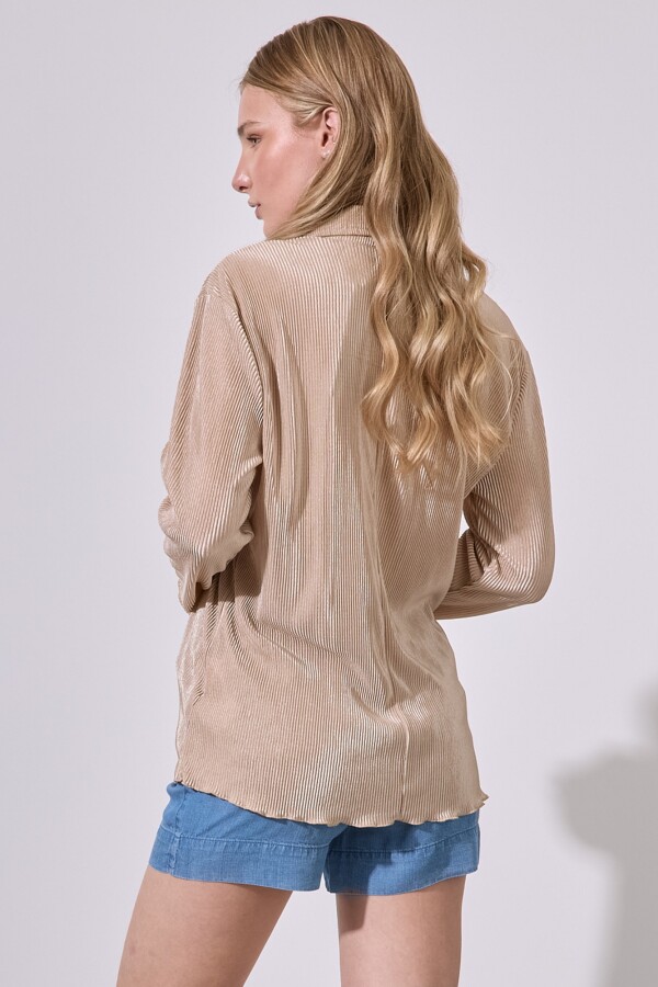 Camisa Saten Plisado BEIGE