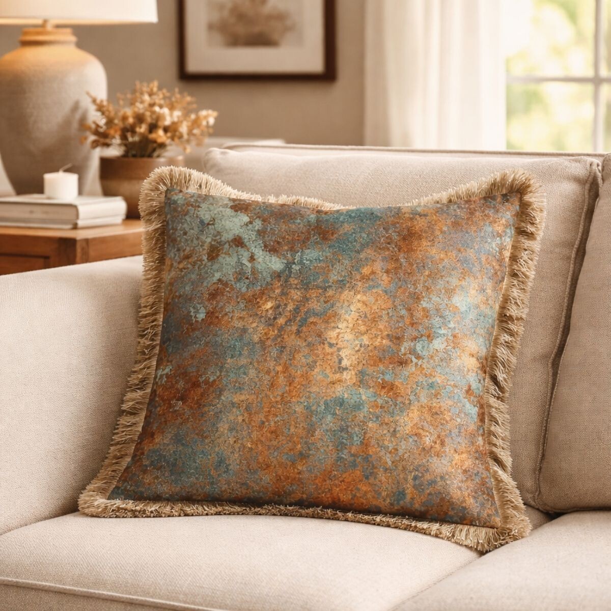 ALMOHADON ANTIQUE FRINGE Bronce 