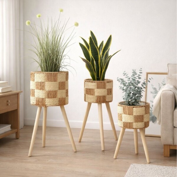 SET DE 3 PORTA MACETAS EN RATAN SET DE 3 PORTA MACETAS EN RATAN