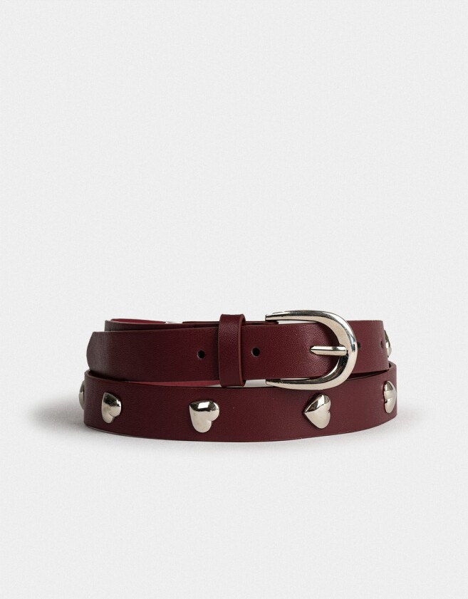 Cinturones y Fajas Cinturón Con Tachas Corazón - Rojo Burdeaux