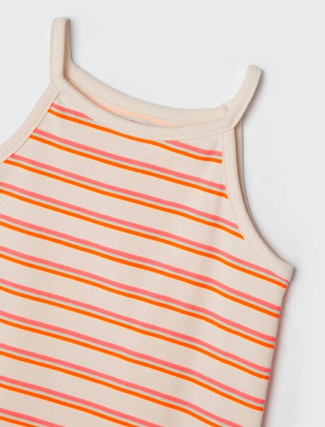 MUSCULOSA INFANTIL EN TELA ACANALADA NARANJA