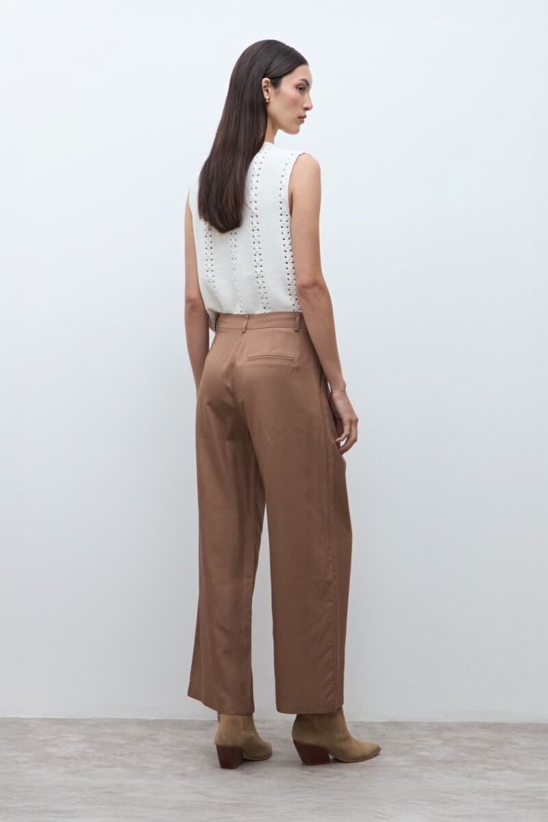 Pantalon pinzado lyocell tostado