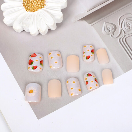 Set De Uñas Postizas Rousi Punta Cuadrada Corazón