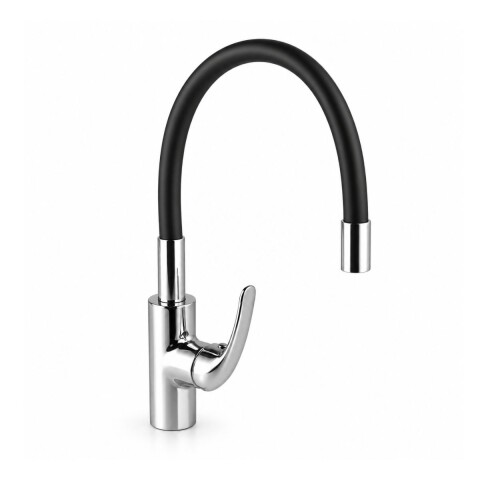 Grifería de Cocina Monocomando de mesada pico Flexible Negro Murdock Cromado Brillante Grifería De Cocina Monocomando De Mesada Pico Flexible Negro Murdock Cromado Brillante