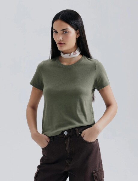 CAMISETA BÁSICA MANGA CORTA VERDE OSCURO