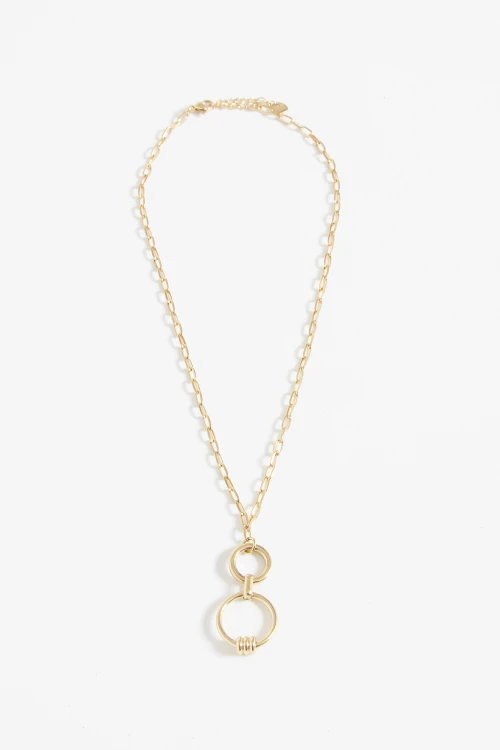 Collar acero cadena dije eslabón dorado