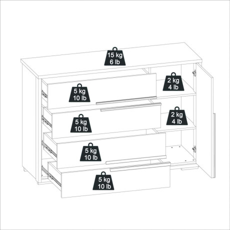 Comoda Zapatera Concept 4 cajones 1 puerta Hanover Frizz