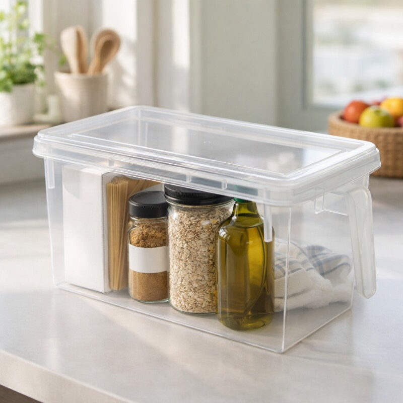 Caja transparente con agarradera y tapa 30 x 15 x 15 cm TRASLUCIDO