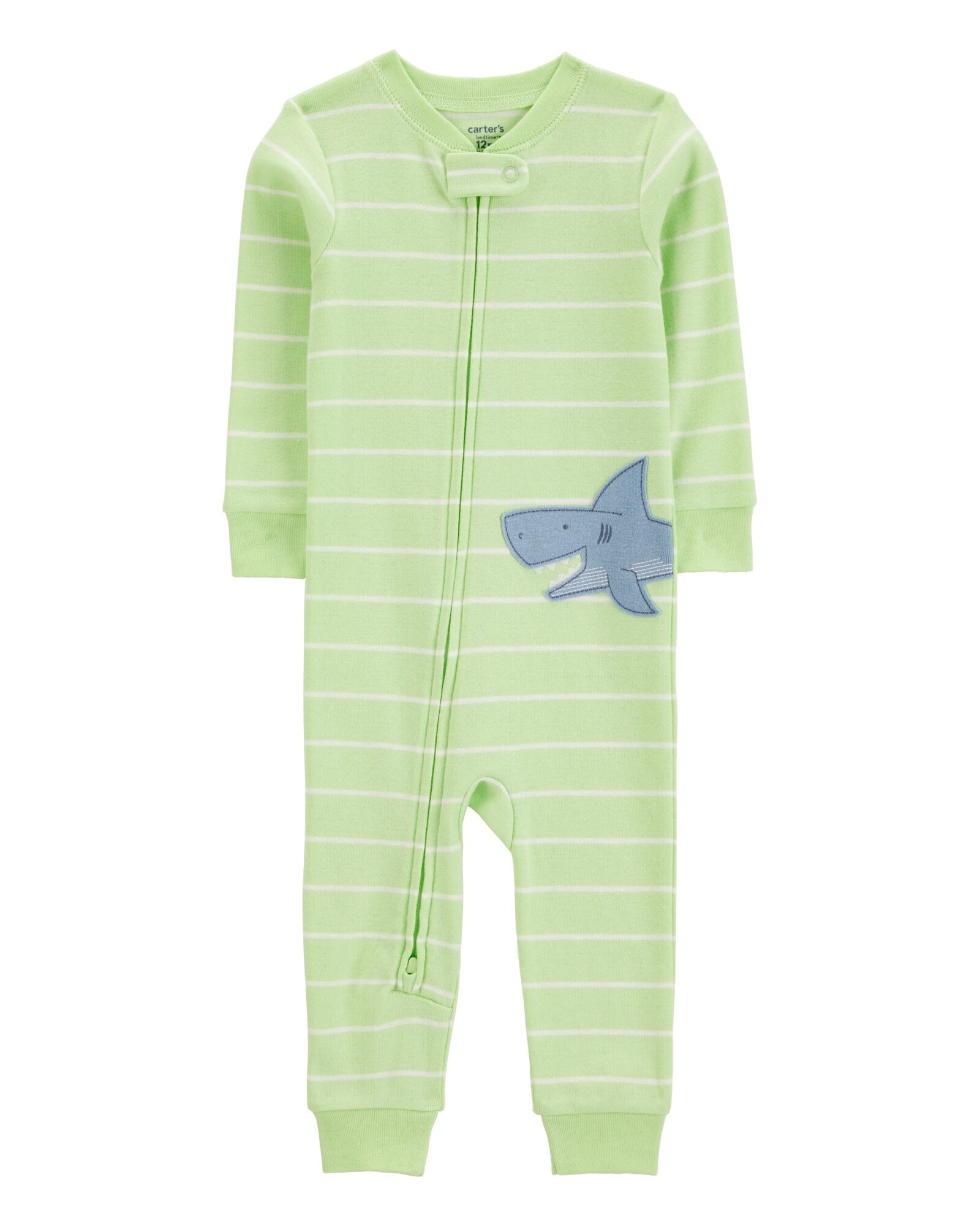 Pijama una pieza de algodón, estampa tiburón Sin color