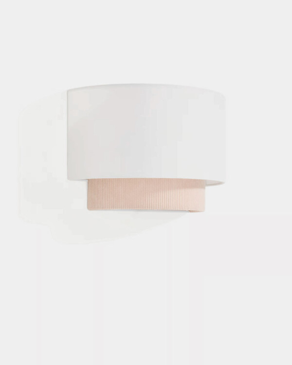 Aplique de pared Bianella de algodón y pana beige 30 cm Aplique de pared Bianella de algodón y pana beige 30 cm