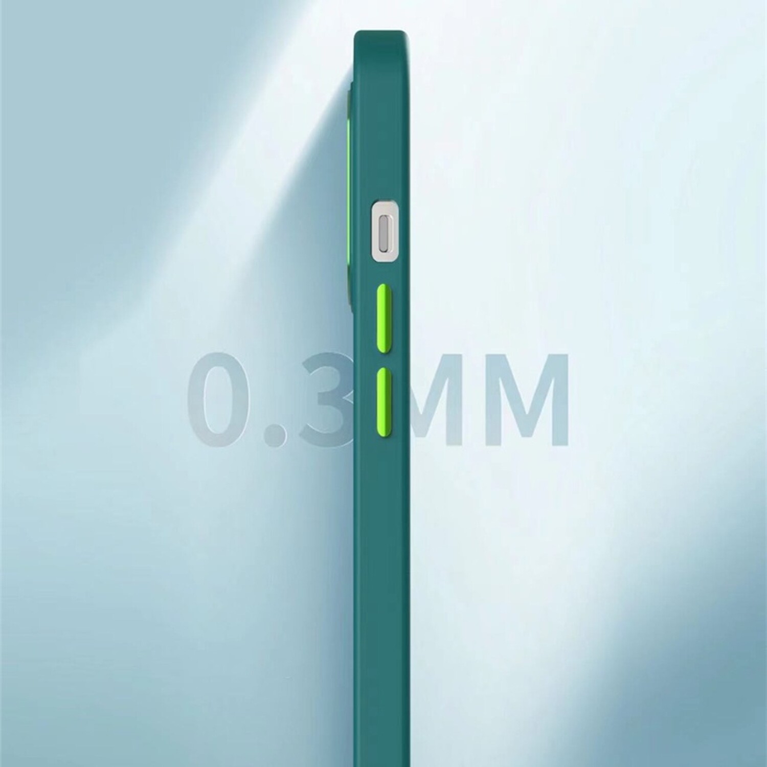 Funda iPhone 13 Mini con borde de TPU (verde/transparente)