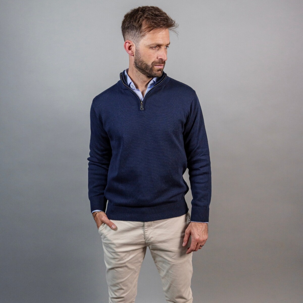 BUZO 1/2 CIERRE - Azul 