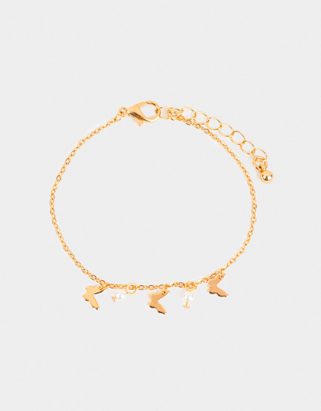 Pulseras Flexibles Bañada en Oro Pulsera Con Mariposas - Dorado