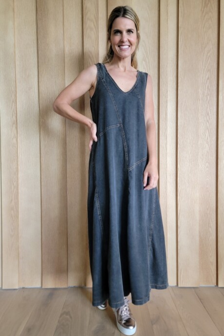 Vestido Magnolia Denim negro picado