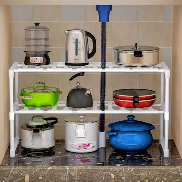 Estante Organizador de Cocina Bajo Mesada o Alacena de 2 Niveles Color Blanco Estante Organizador de Cocina Bajo Mesada o Alacena de 2 Niveles Color Blanco