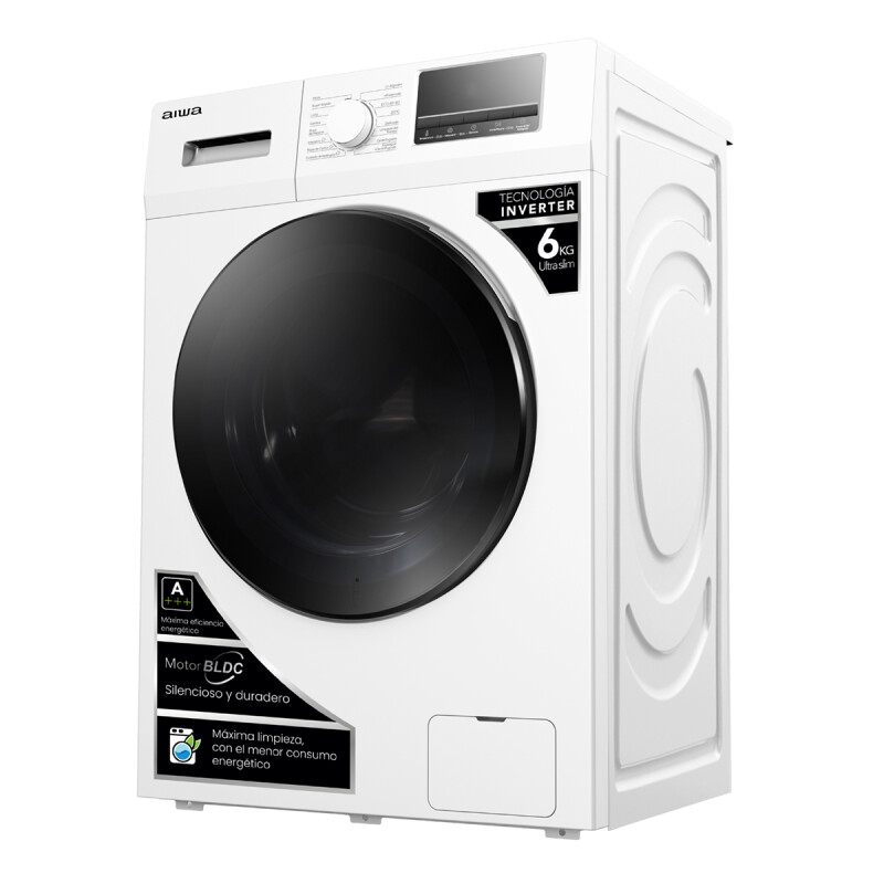 Lavarropas Automático Carga Frontal AIWA 6KG Inverter Blanco