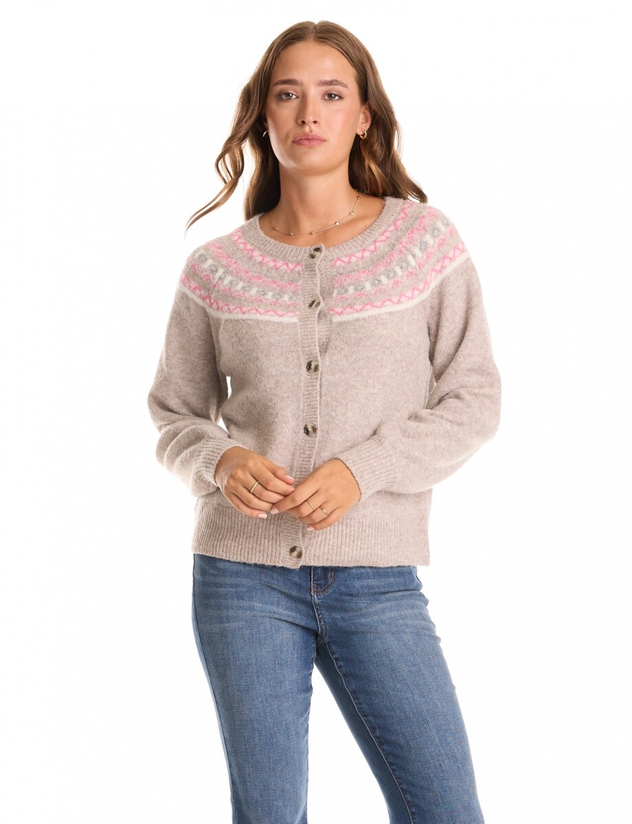 Cardigan Lana Fairisle - Beige/multi 