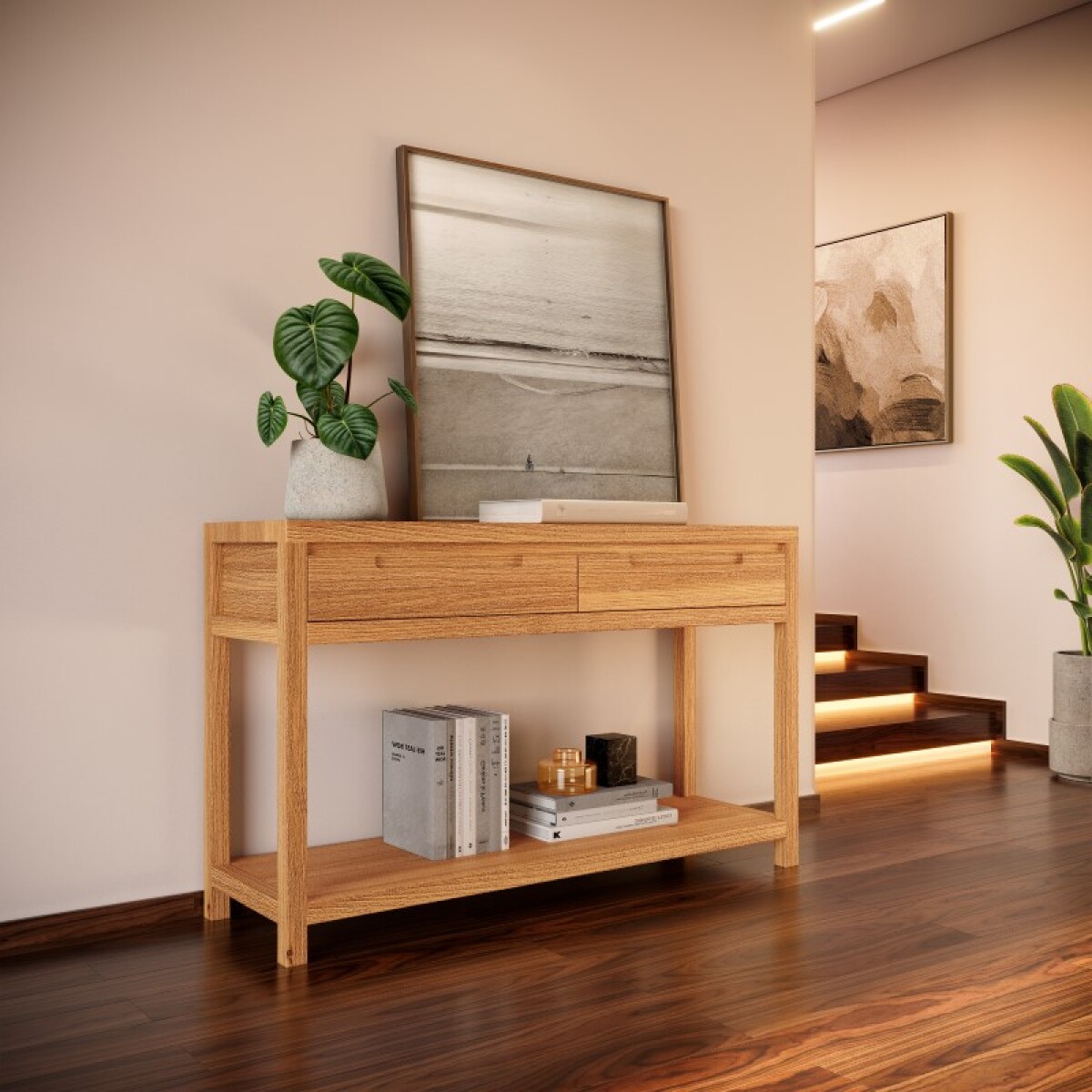 Consola 2 Cajones Nature Rústico Claro 